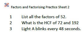 estimating, factors, factorising, expanding and simplifying expressions.